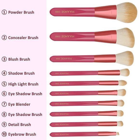 Makeup Brushes Set 10 Pcs Makeup Brushes Premium Synthetic Make up Brushes - Picture 4 of 7